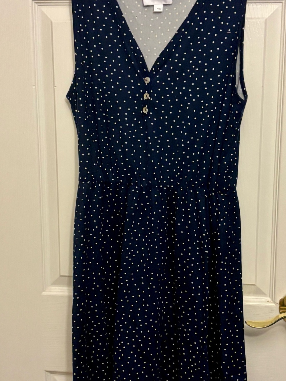 French Gray Brushed Knit Large Navy-blue Polka Dot Size Large